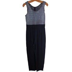 Vintage 90s Silver Lurex & Black Jumpsuit Women Size Medium